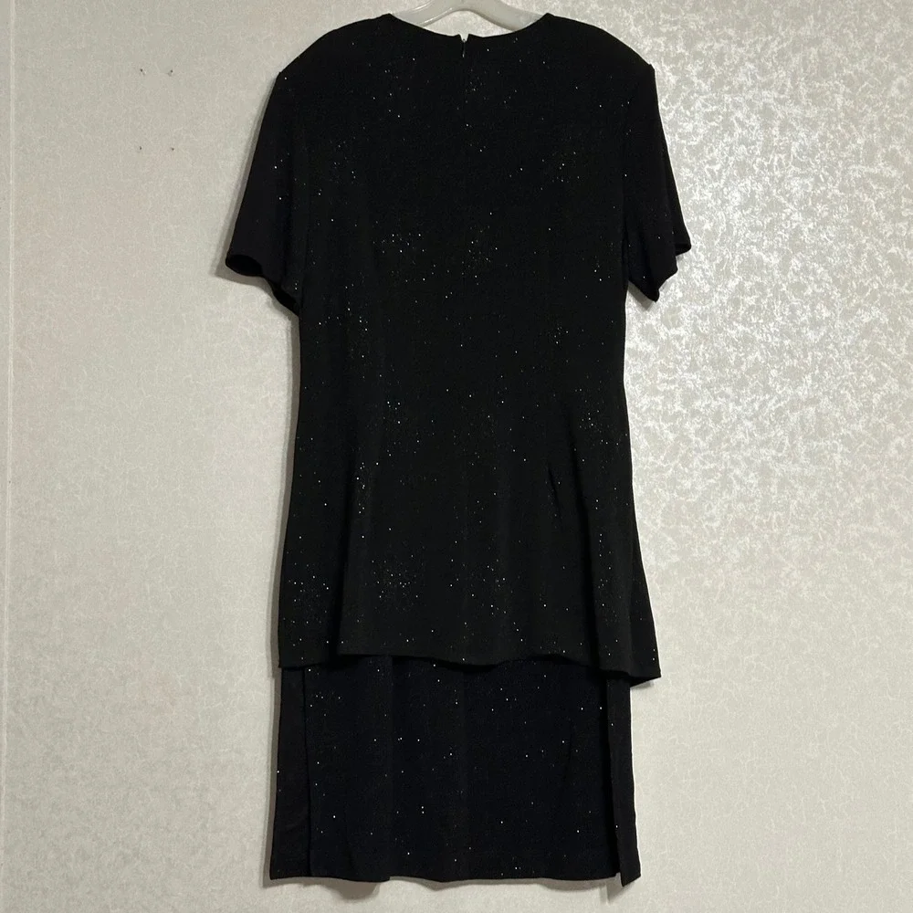 Jeffrey & Dara Evenings Vintage Sparkle Tunic & Maxi‎ Skirt Set Black L/XL 18WP